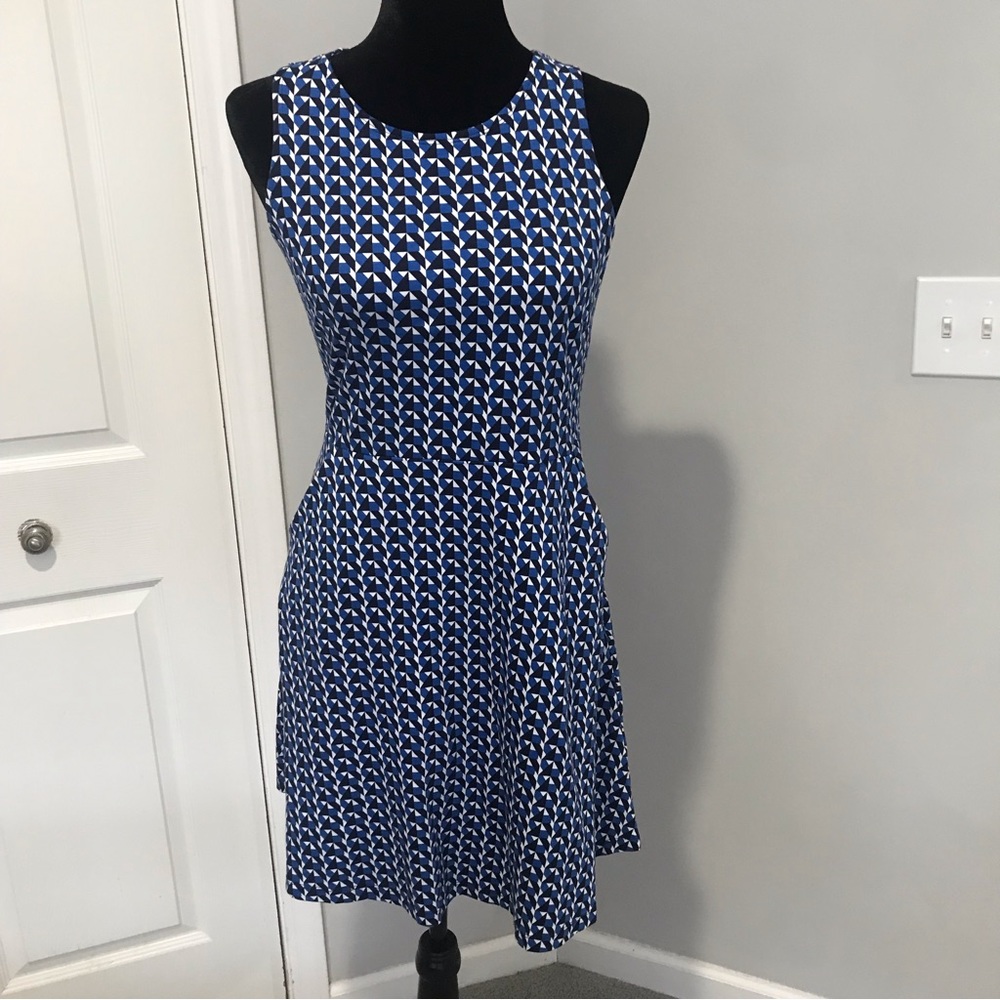 New York & Company Blue & White Sleeveless Tank Dress. Size S